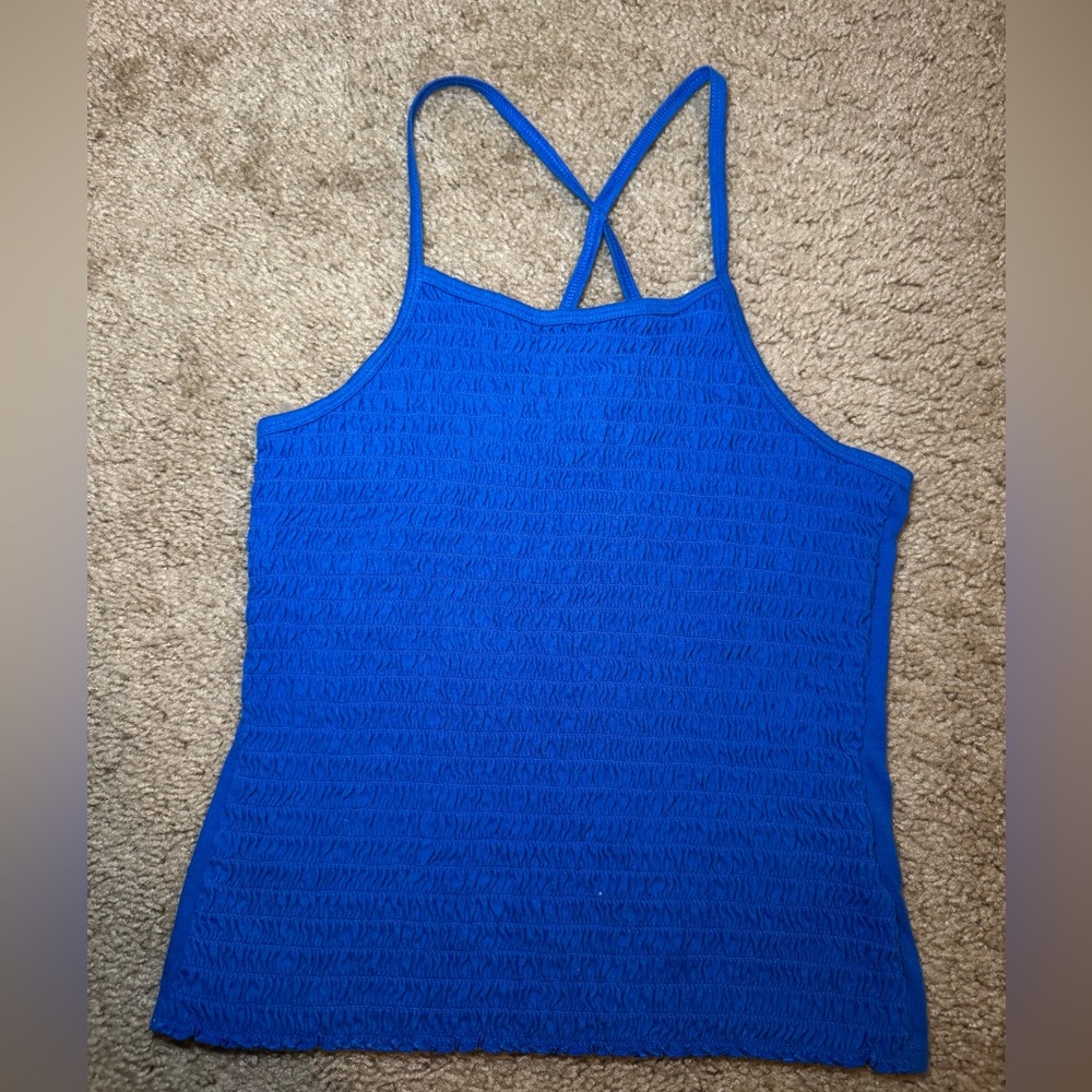 Blue Textured Tank Top